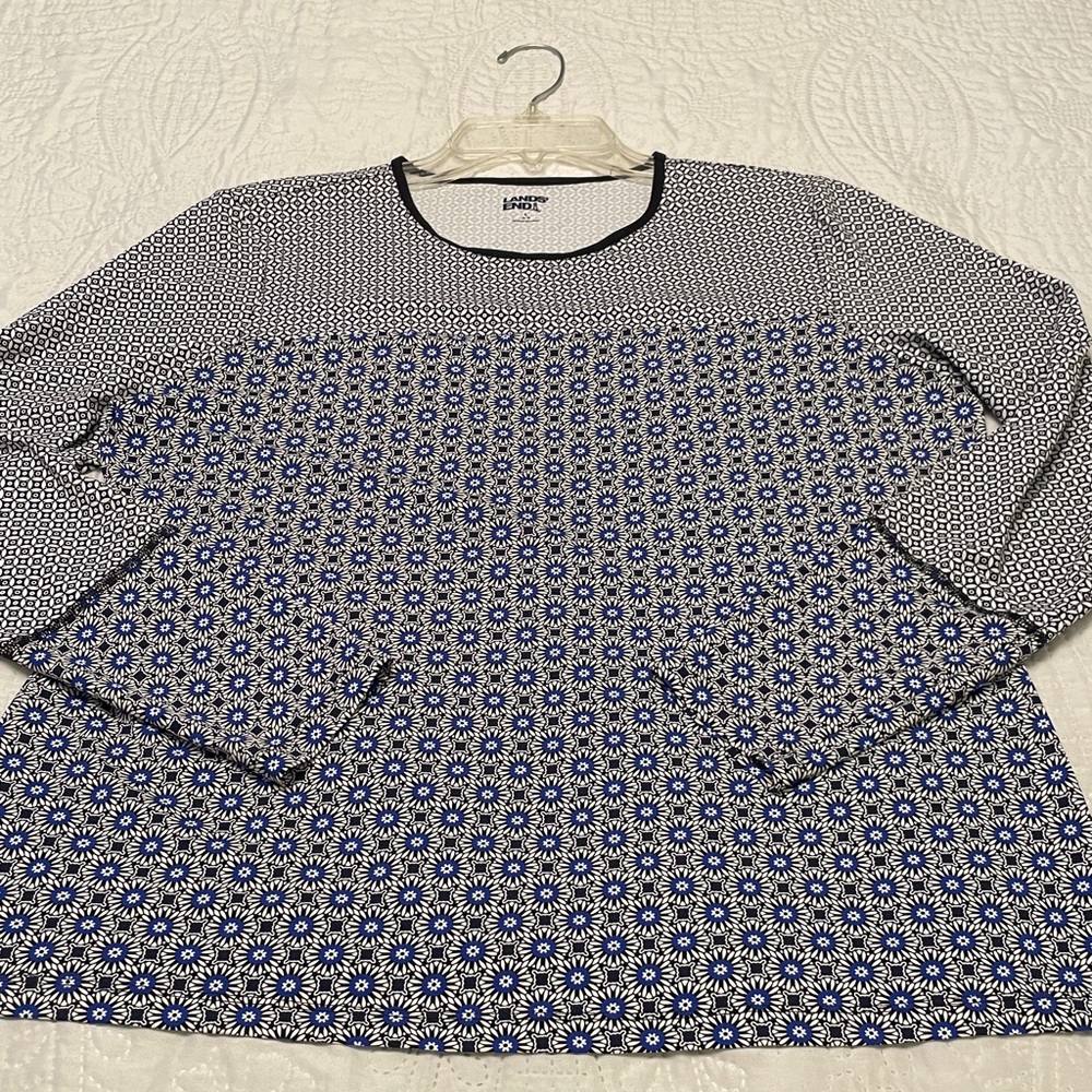 LANDS’ End Rash Guard Popover Swim Top with Sun Protection Large - Picture 11 of 11
